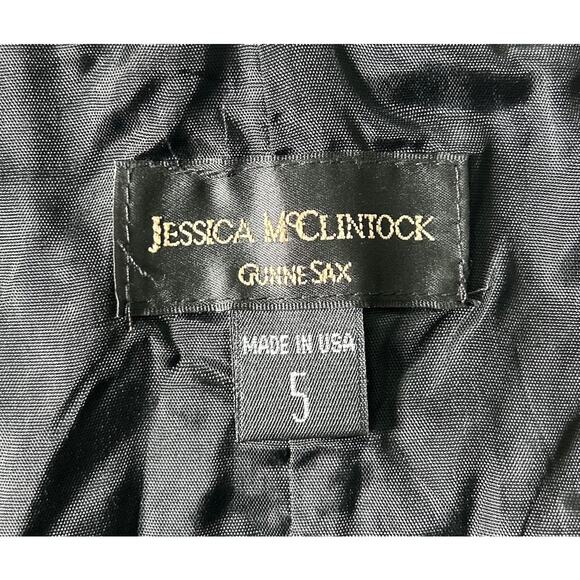 Vintage Jessica McClintock Gunne Sax Size 5 Floral Metallic Strapless‎ Dress USA - Picture 6 of 7